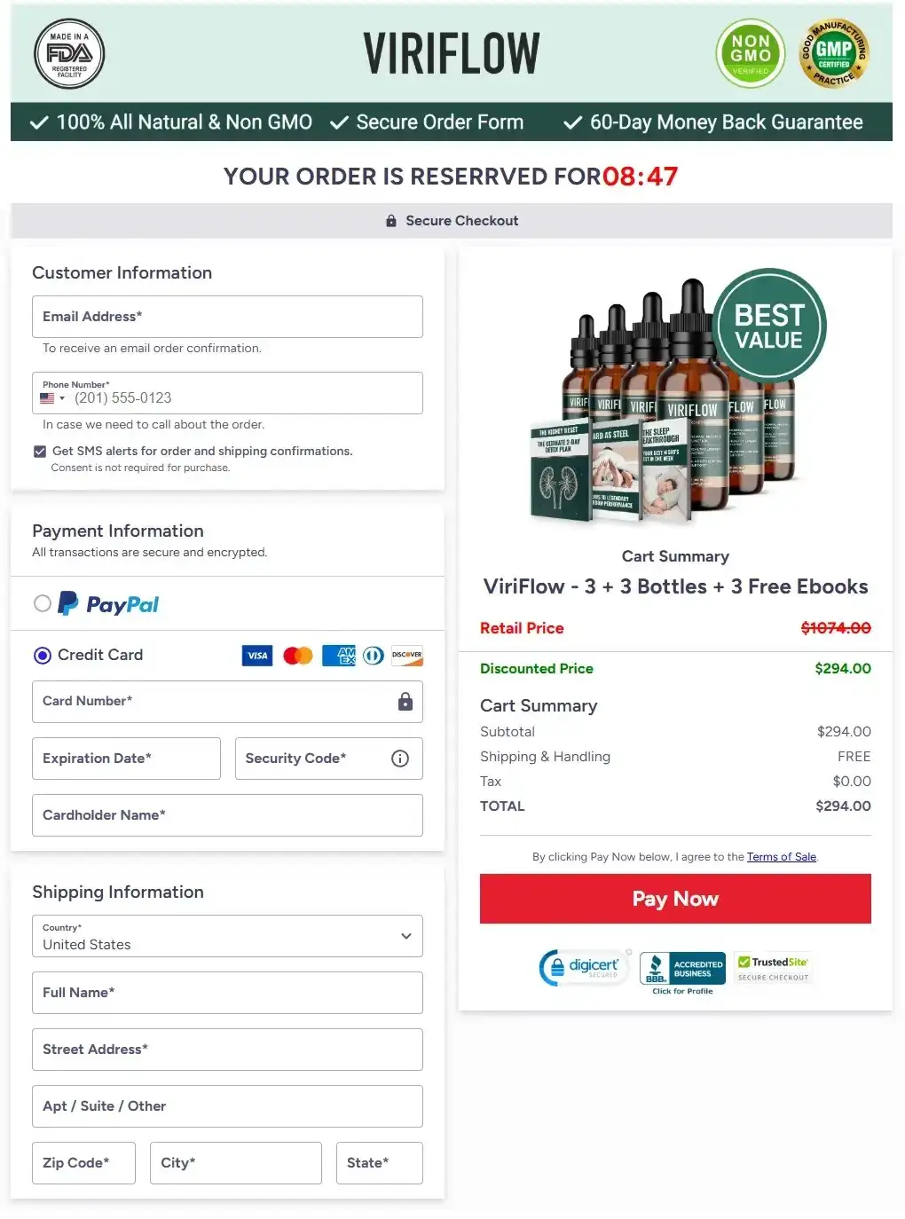ViriFlow Cart Section